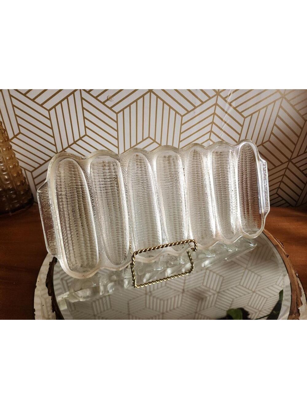 Vintage Wagner Ware Glass Cornbread Baking Pan Mold For Corn Cob Shaped Bread